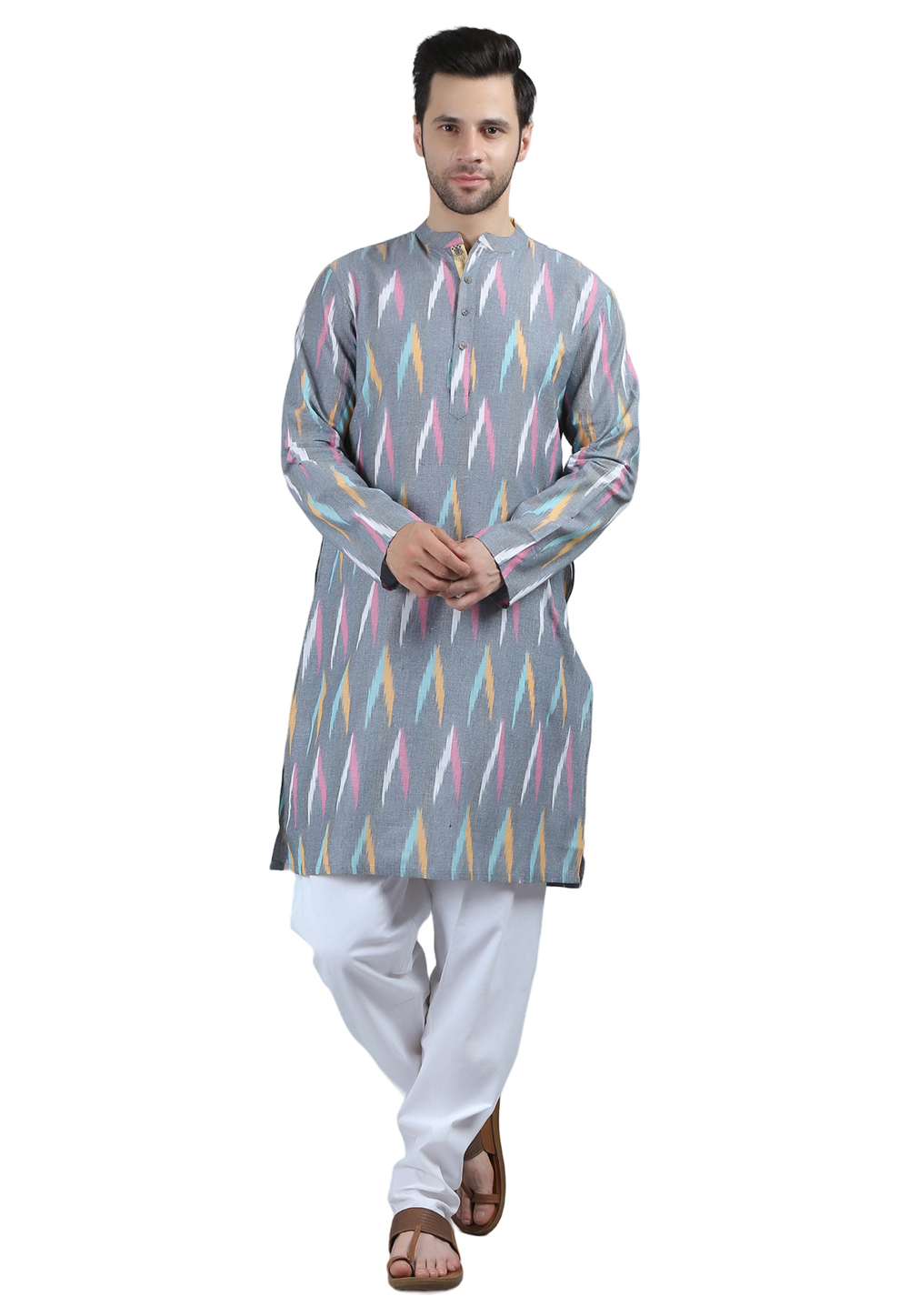 Grey Cotton Kurta Pajama 284155