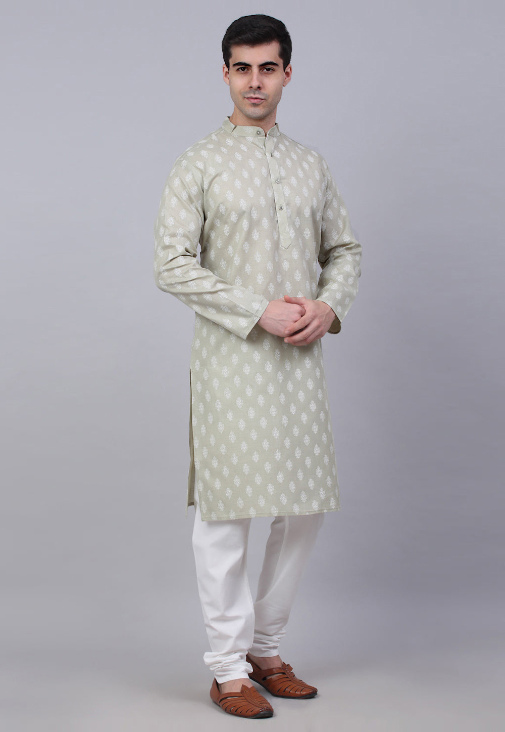 Grey Cotton Kurta Pajama 281635