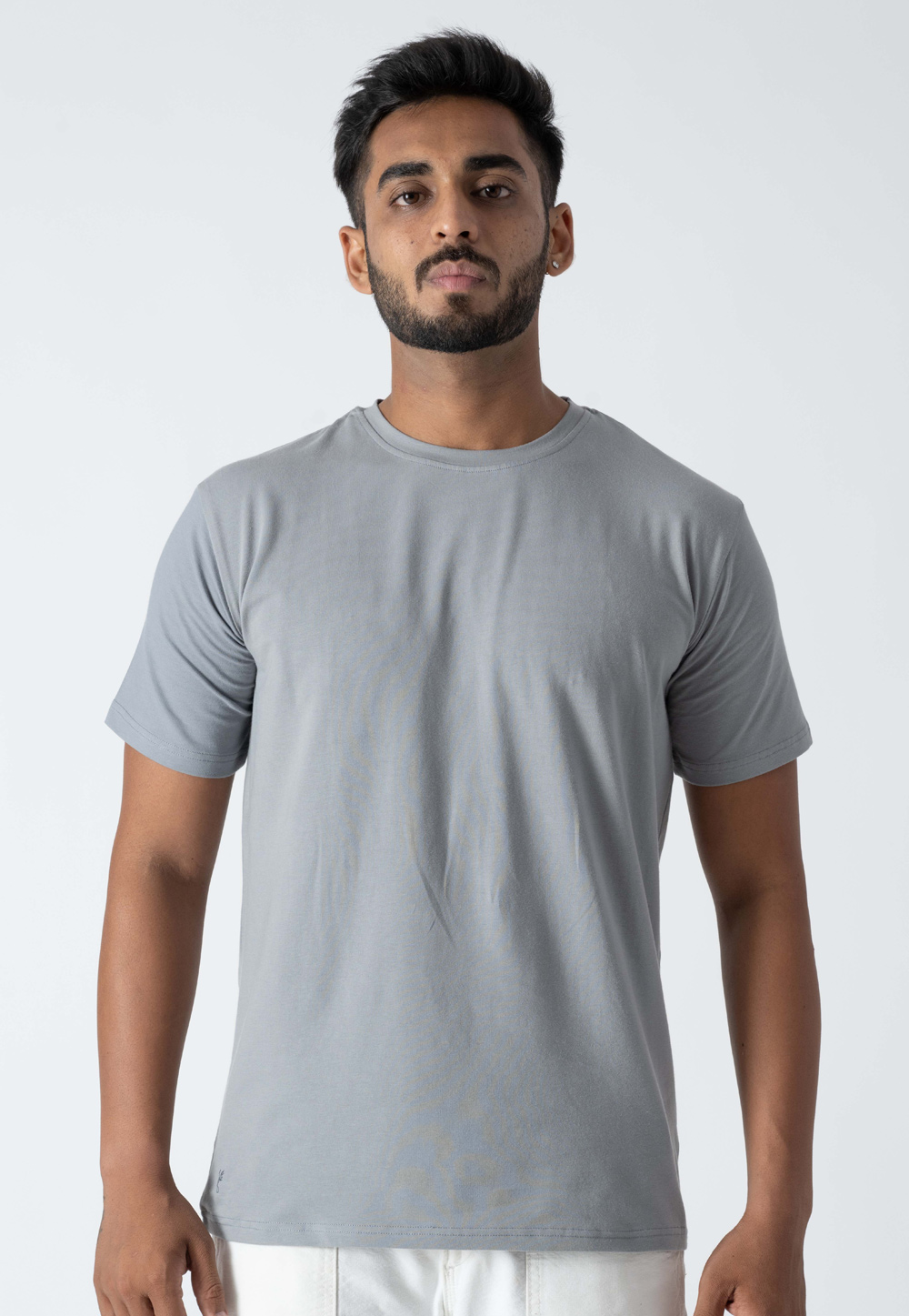 Grey Cotton Mens T-Shirt 313224