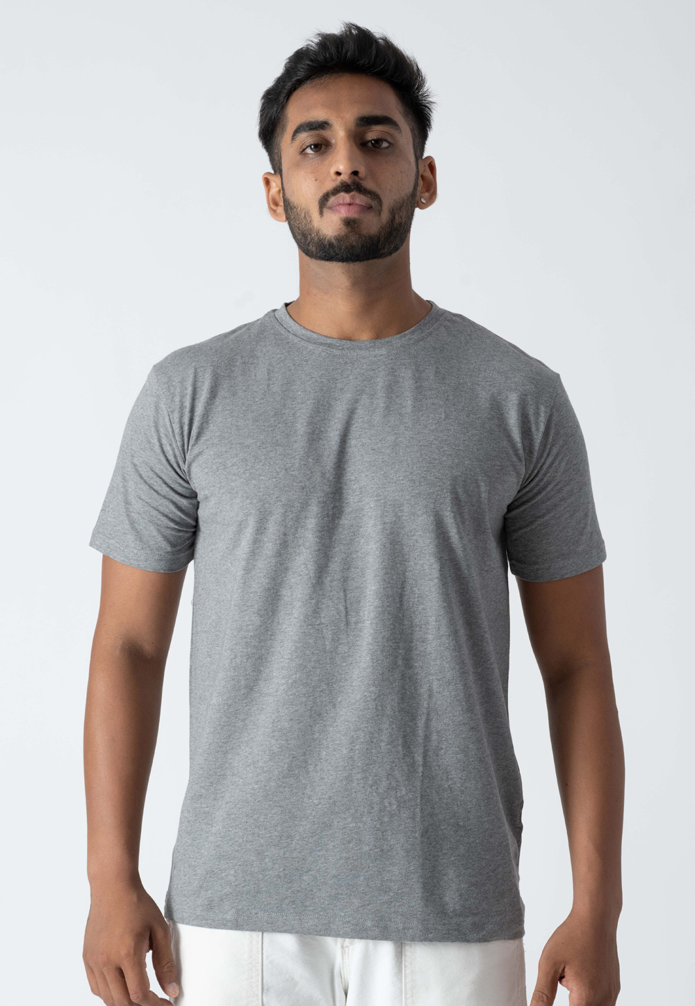Grey Cotton Mens T-Shirt 313226