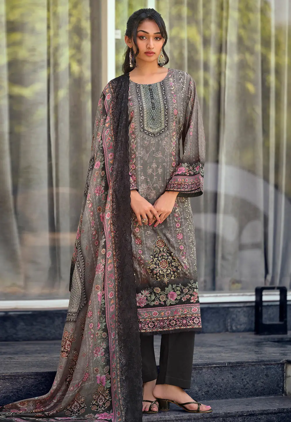 Grey Cotton Pant Style Suit 334139