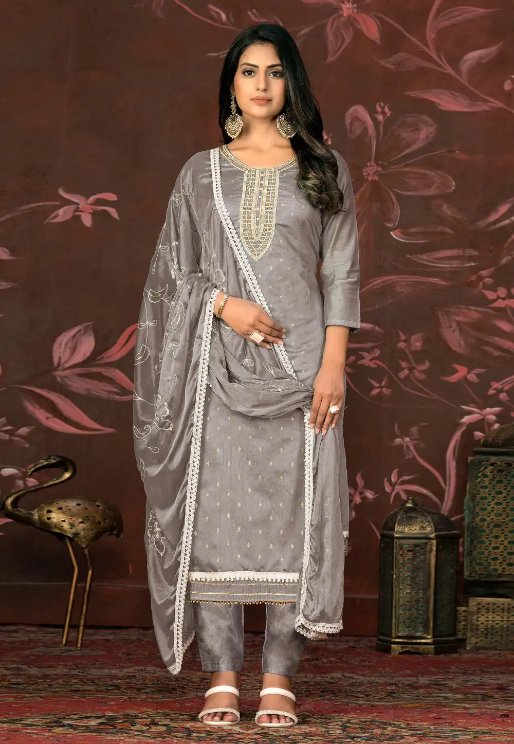 Grey Cotton Pant Style Suit 281075