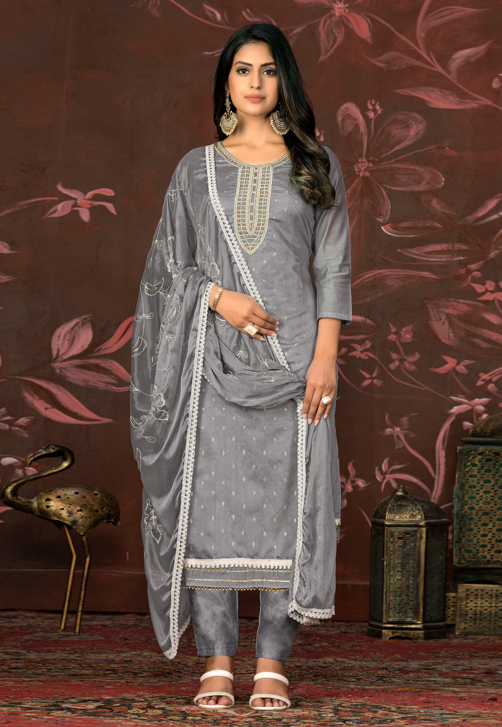 Grey Cotton Pant Style Suit 281075