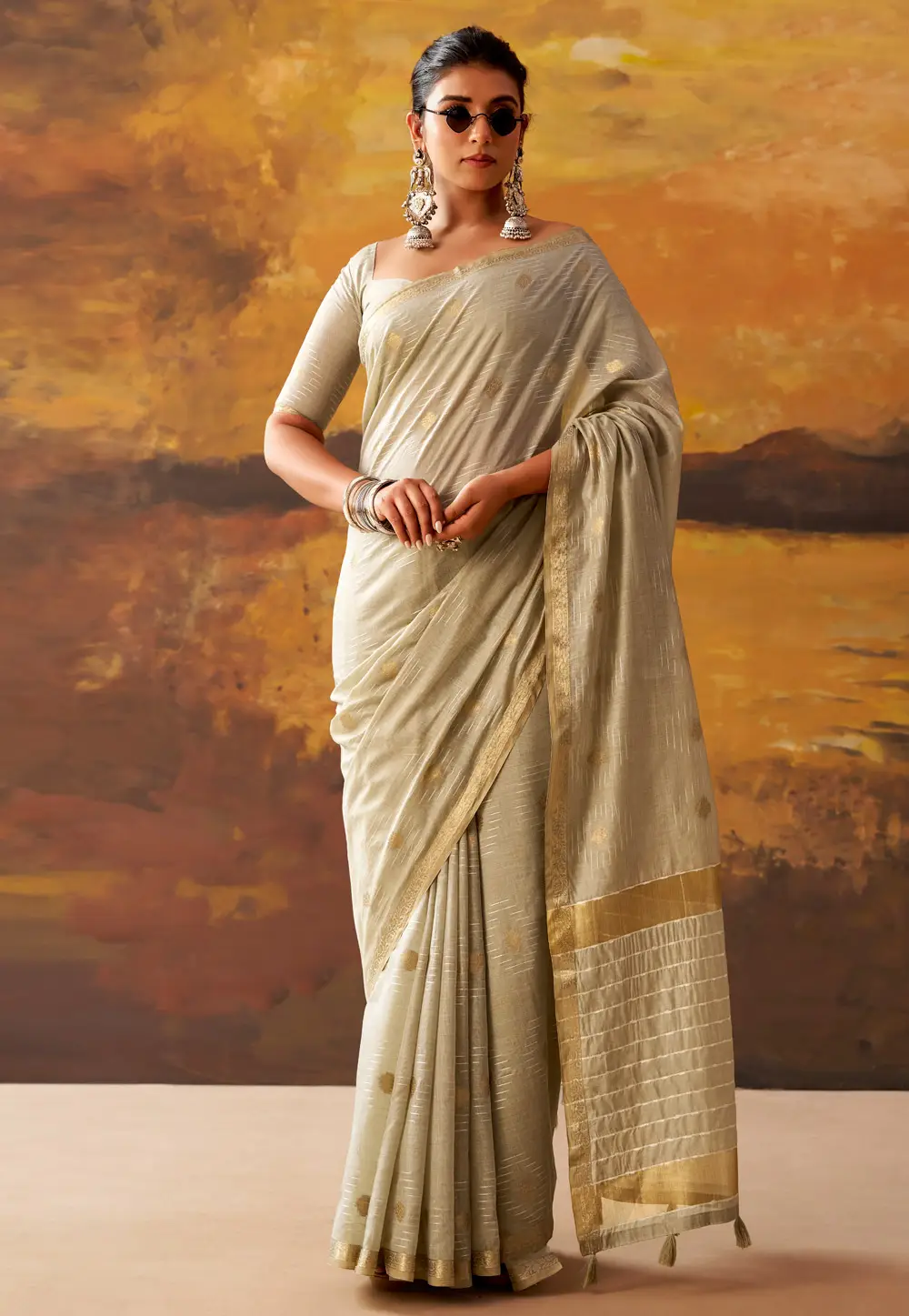 Grey Cotton Saree With Blouse 332873
