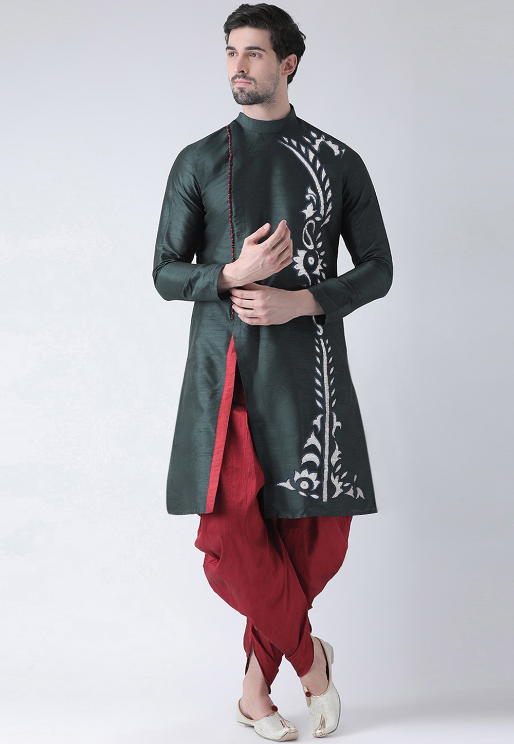 Grey Dupion Silk Dhoti Kurta 284916