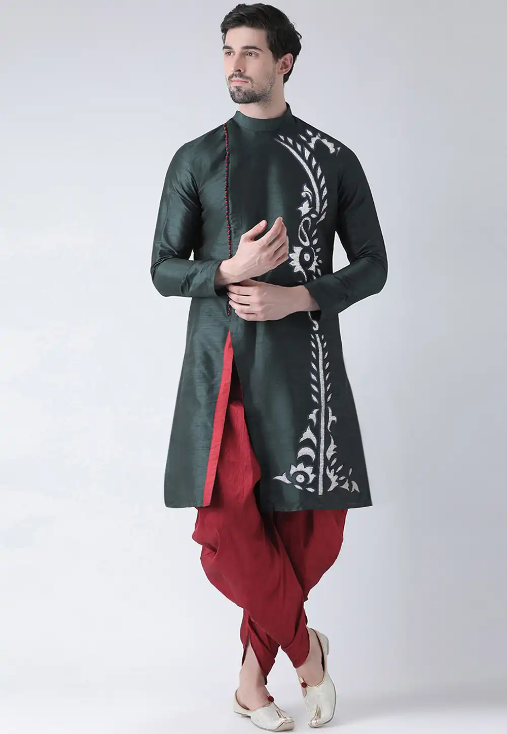 Grey Dupion Silk Dhoti Kurta 284916