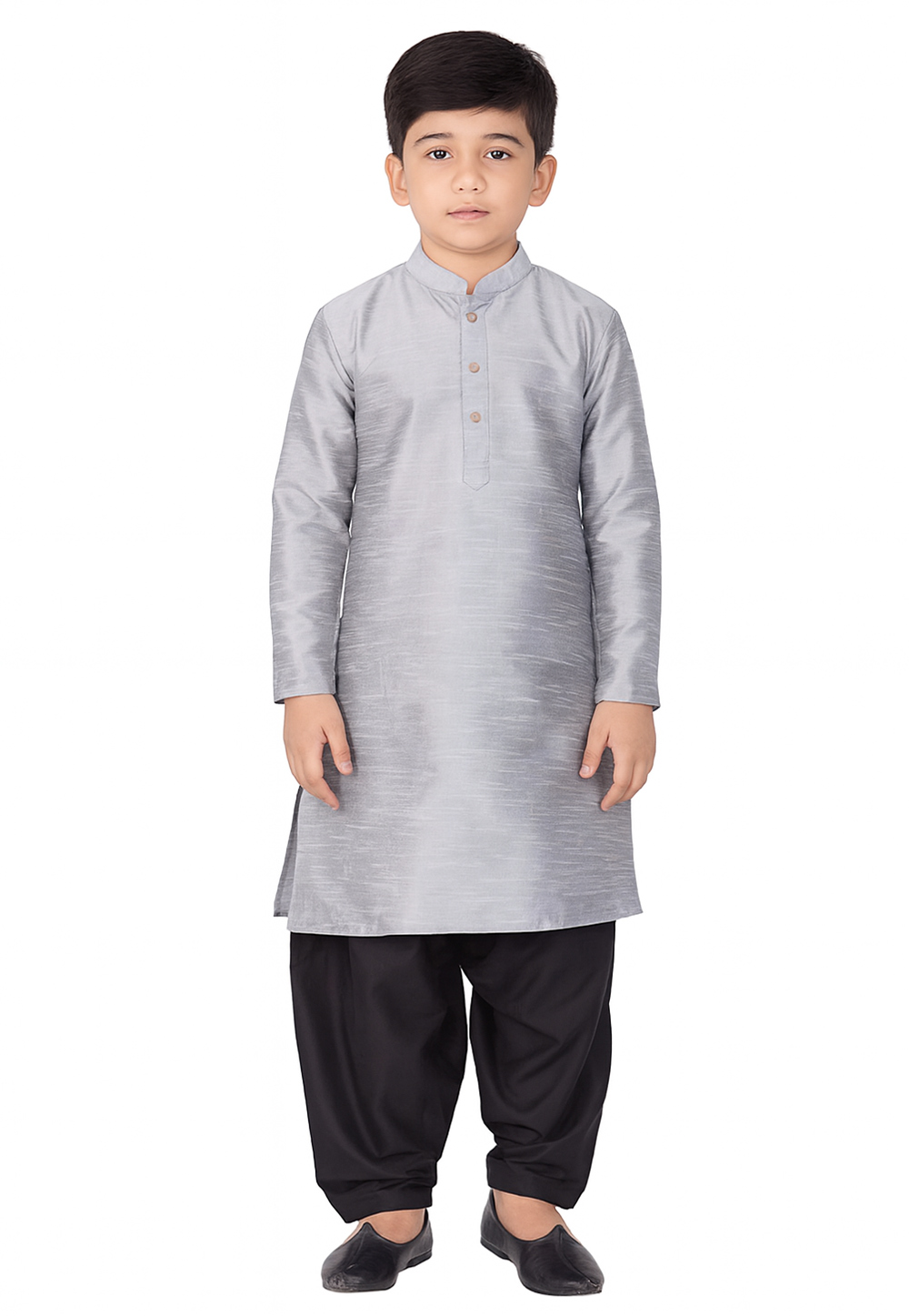 Grey Dupion Silk Kids Dhoti Kurta 320840