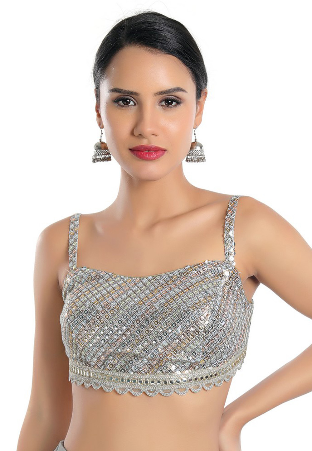 Grey Georgette Readymade Blouse 325787
