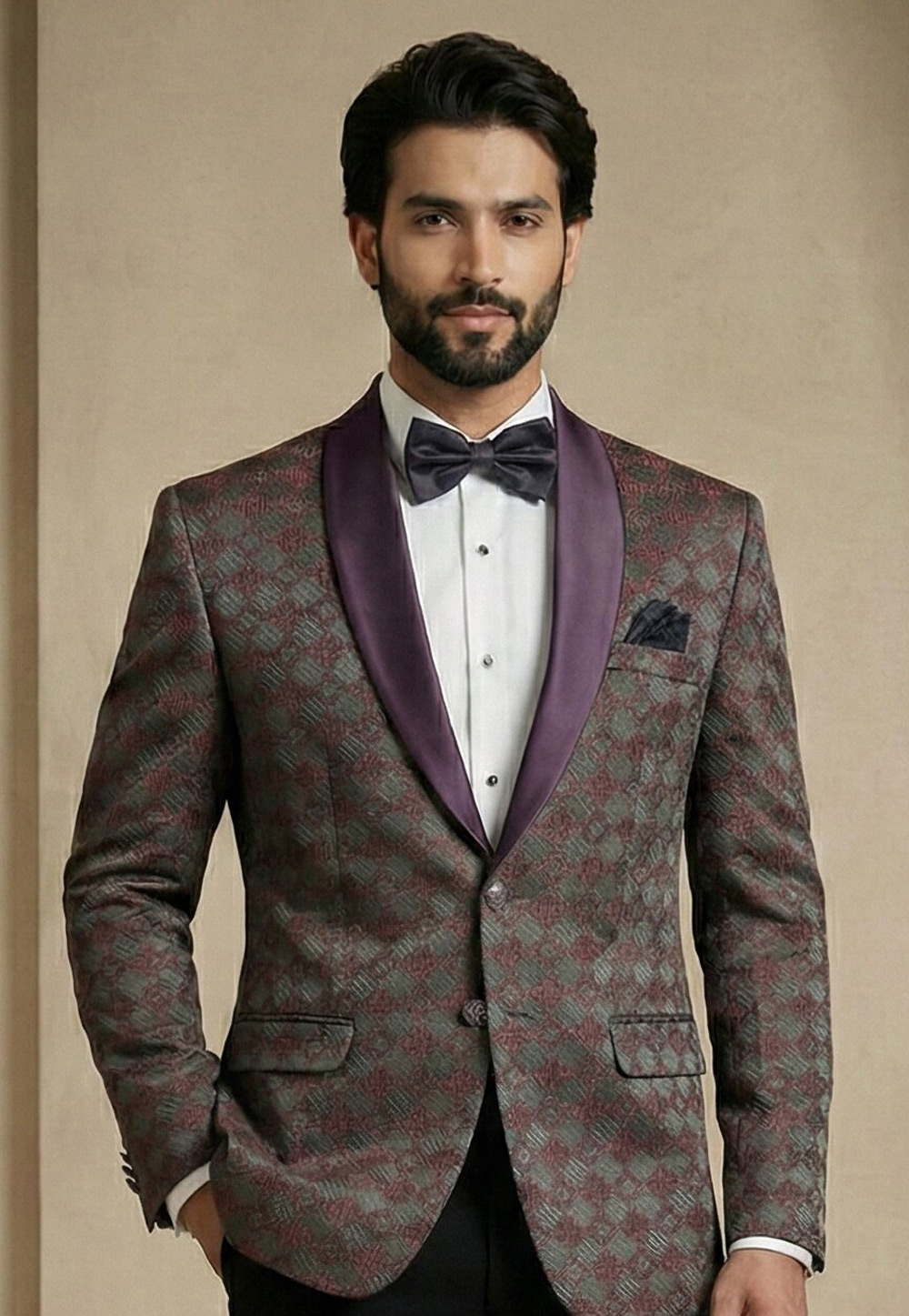 Grey Jacquard Readymade Blazer 324308