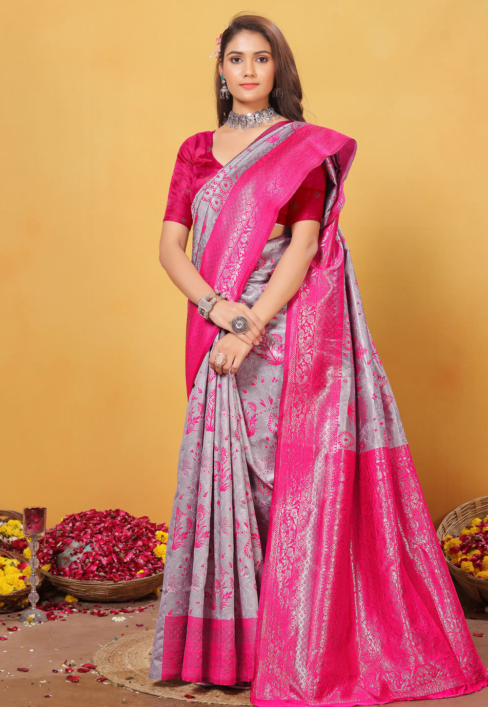 Grey Kanjivaram Silk Saree 307708