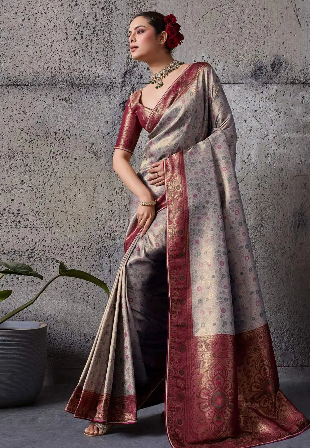 Grey Kanjivaram Silk Saree 327534
