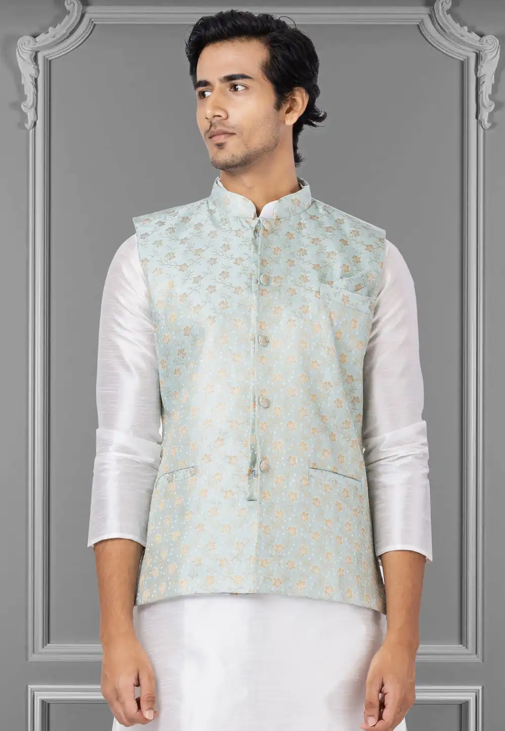 Grey Linen Nehru Jacket 286940