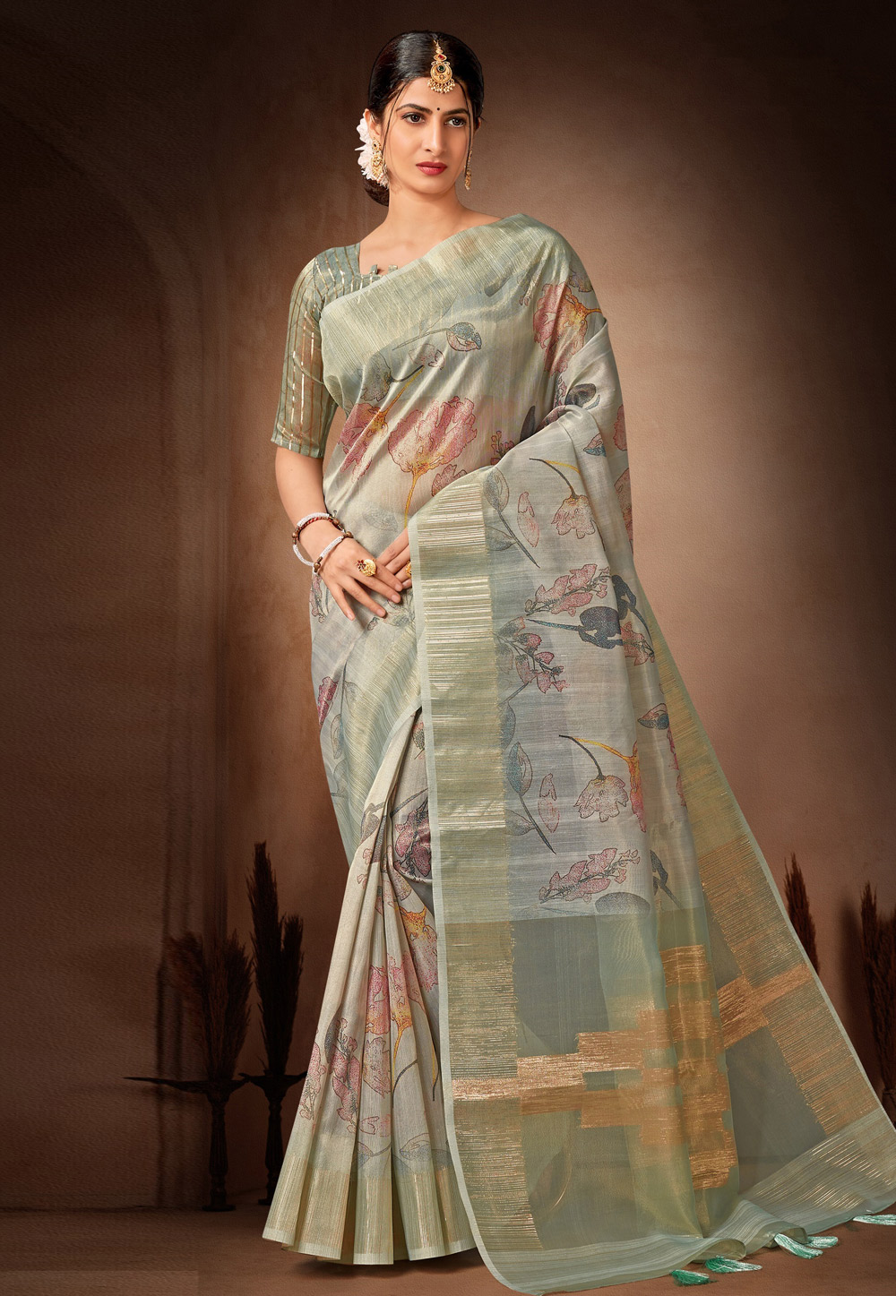 Grey Organza Saree With Blouse 278797