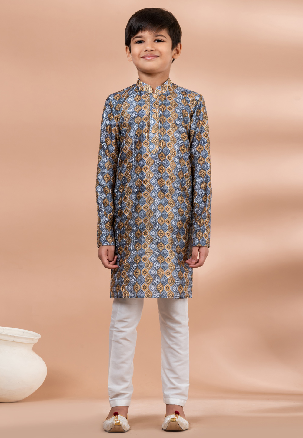 Grey Polyester Kids Kurta Pajama 284127