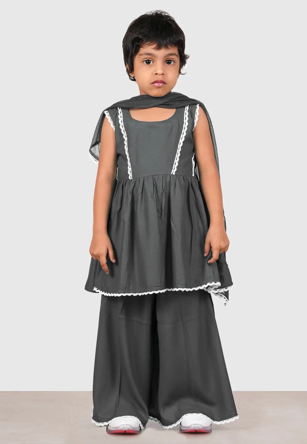 Grey Rayon Girls Palazzo Suit 335735