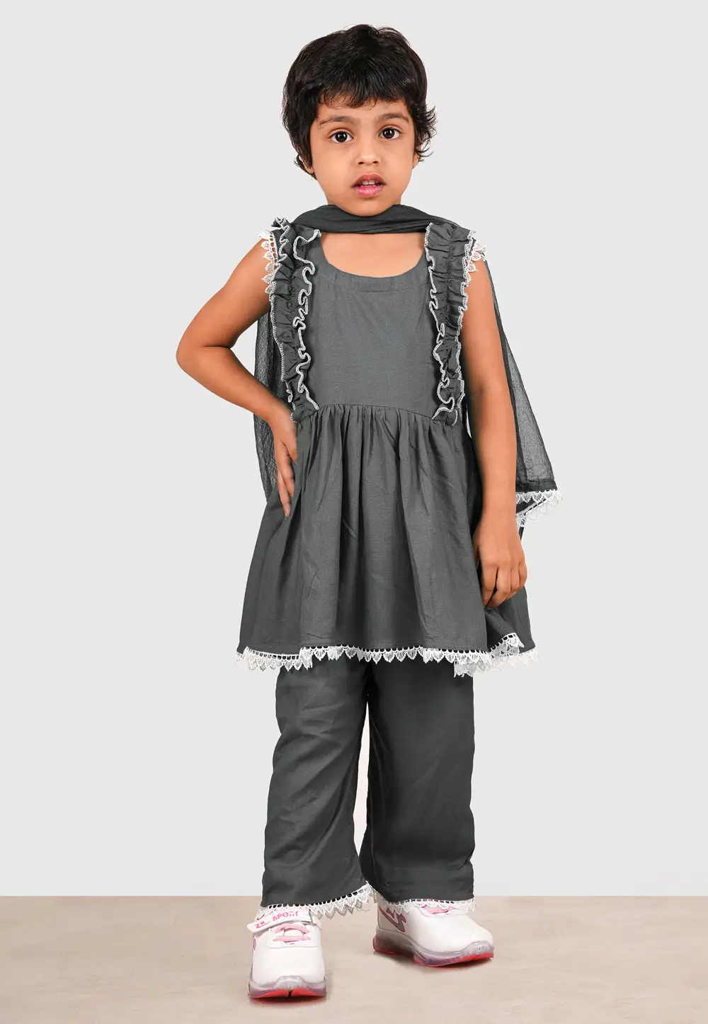 Grey Rayon Girls Salwar Suit 335724