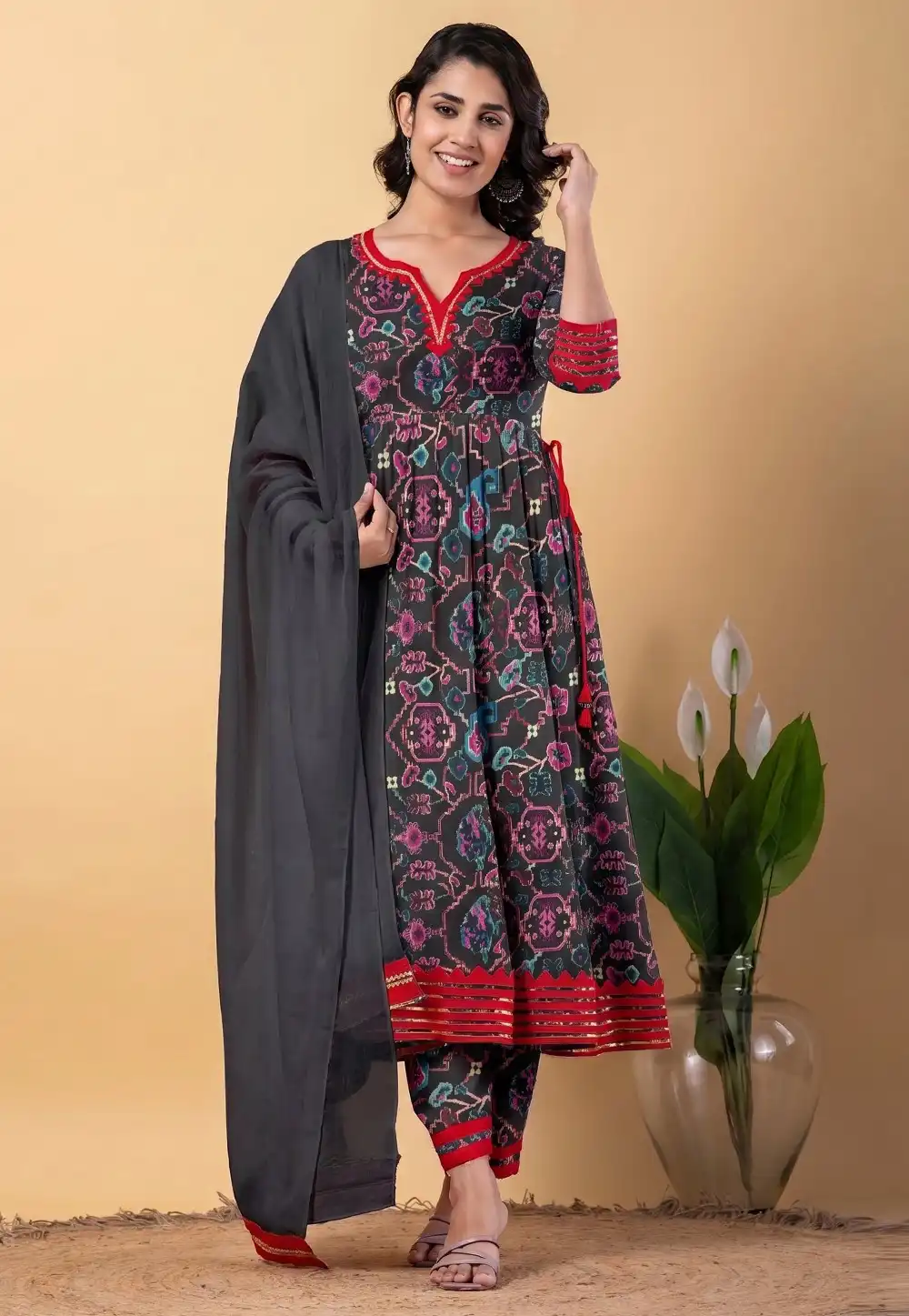 Grey Rayon Readymade Pant Style Suit 330293