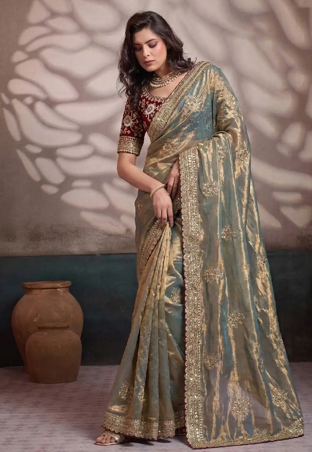 Grey Satin Silk Saree With Blouse 330057