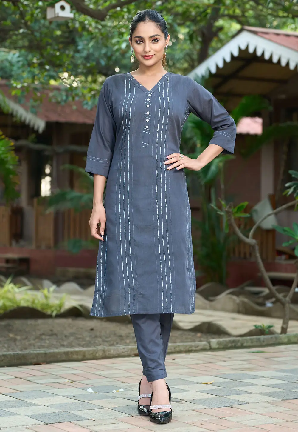 Grey Silk Kurta Set With Pant 336945