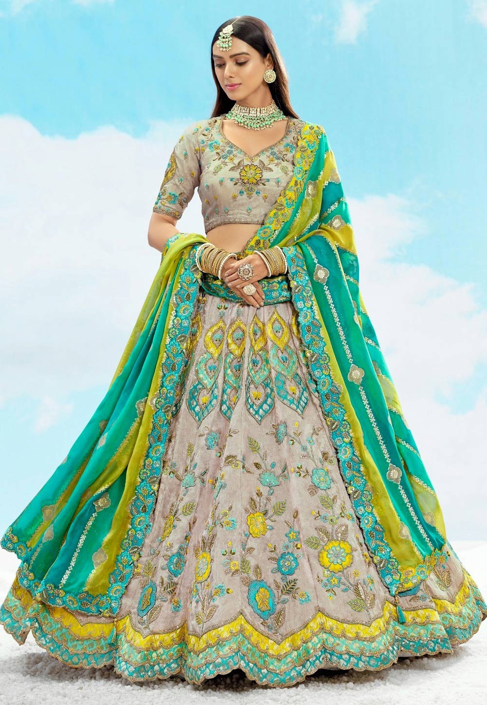 Grey Silk Lehenga Choli For Wedding 306611