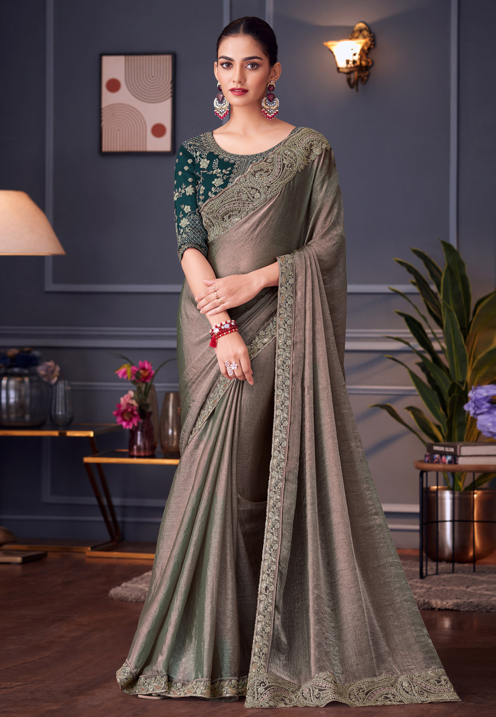 Grey Silk Saree With Blouse 311834