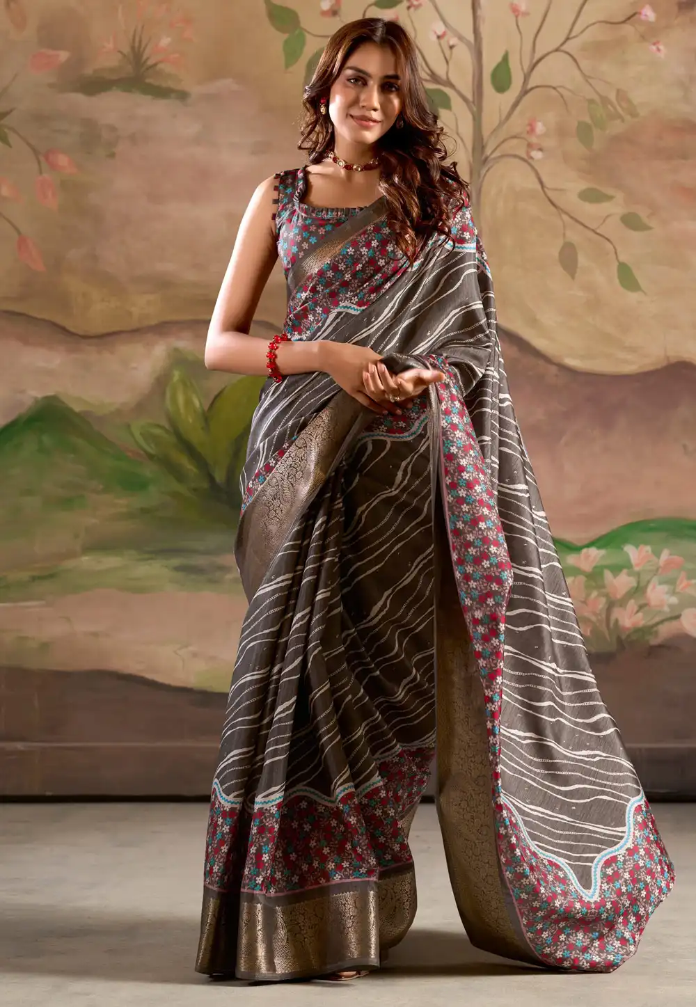Grey Silk Saree With Blouse 307736