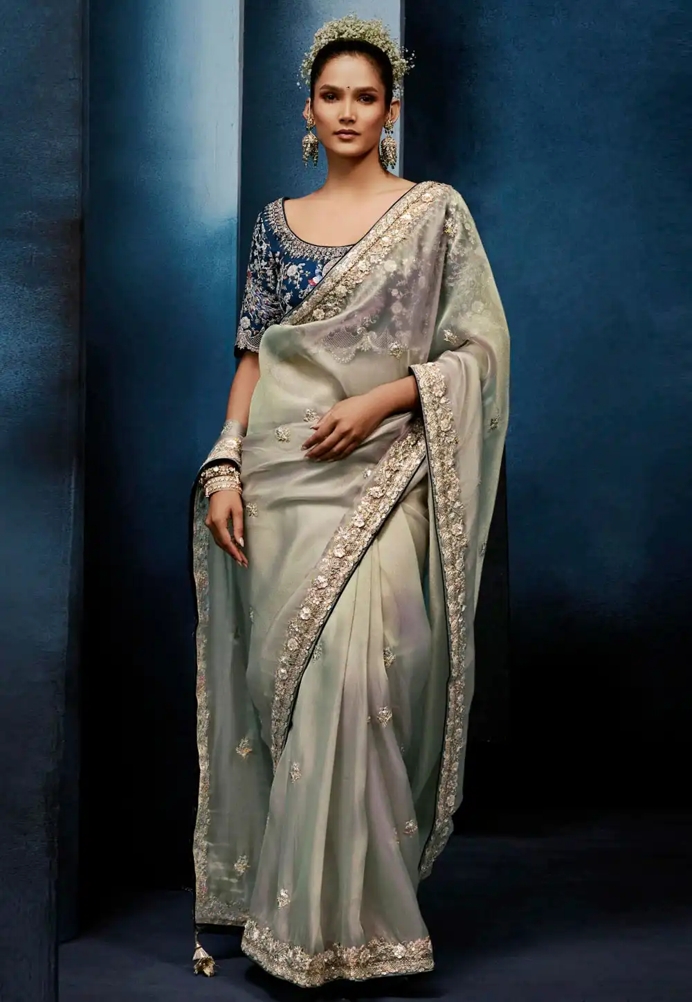 Grey Silk Saree With Blouse 327251