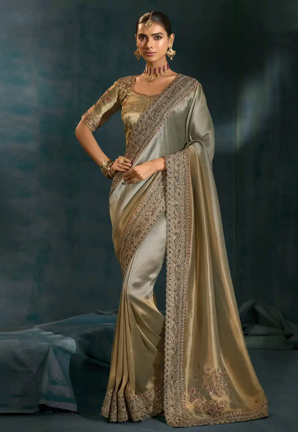 Grey Silk Saree With Blouse 317603