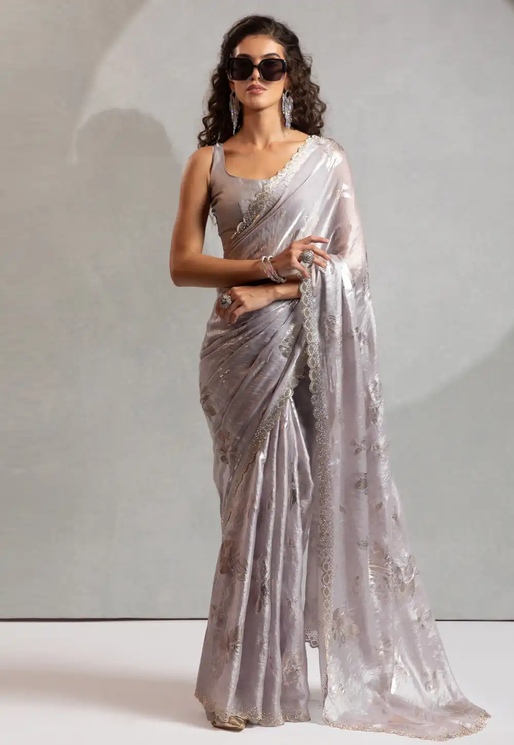 Grey Silk Saree With Blouse 313569