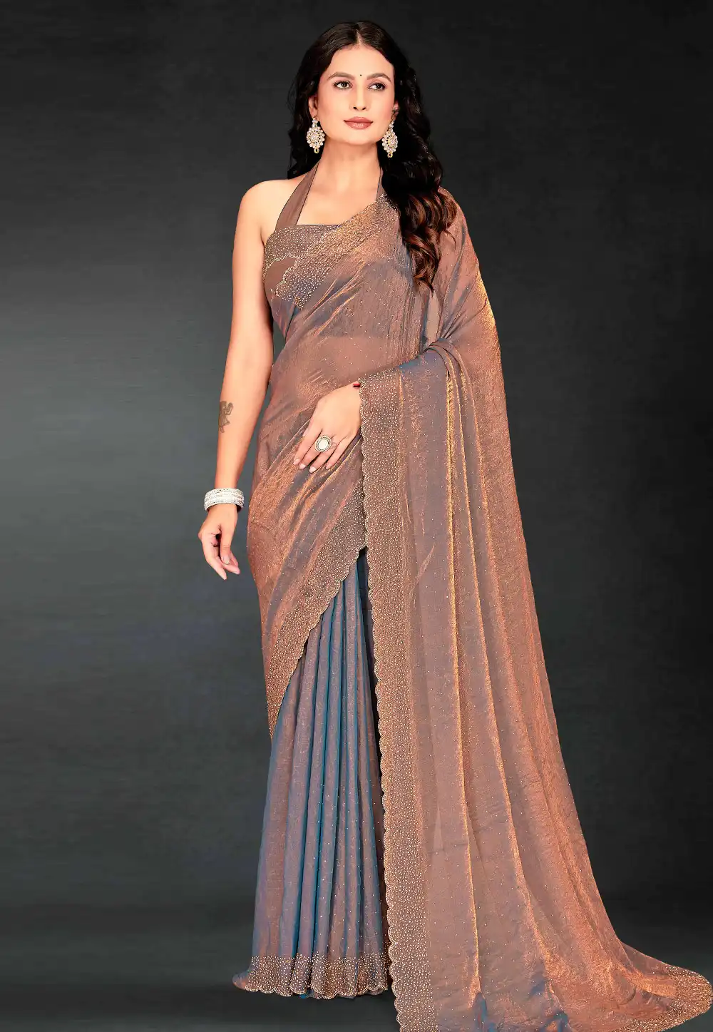 Grey Silk Saree With Blouse 313674