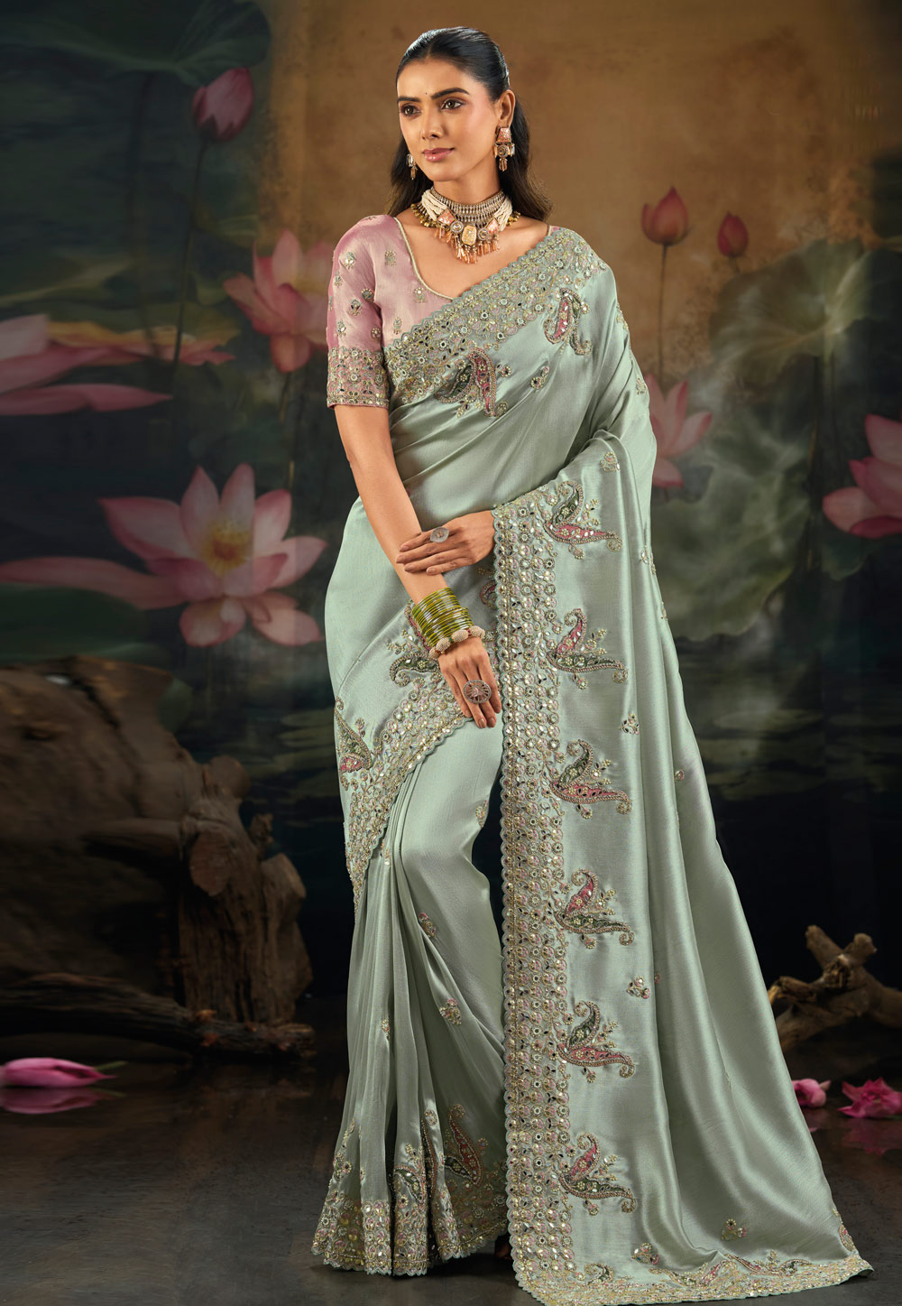 Grey Silk Saree With Blouse 325724