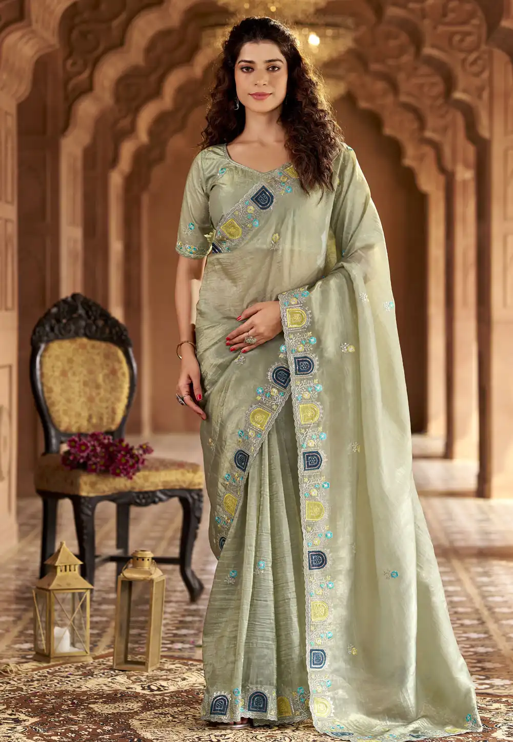 Grey Silk Saree With Blouse 326534