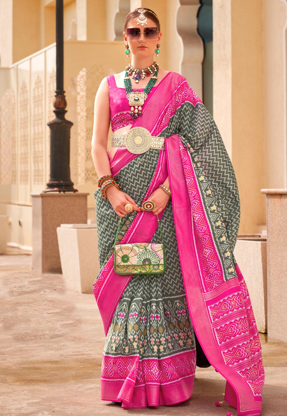 Grey Silk Saree With Blouse 280212