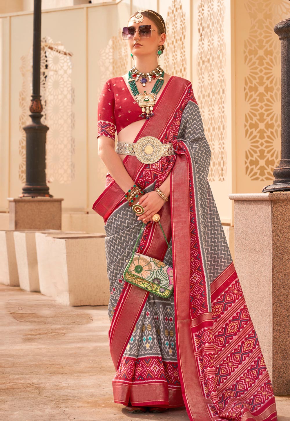 Grey Silk Saree With Blouse 280214
