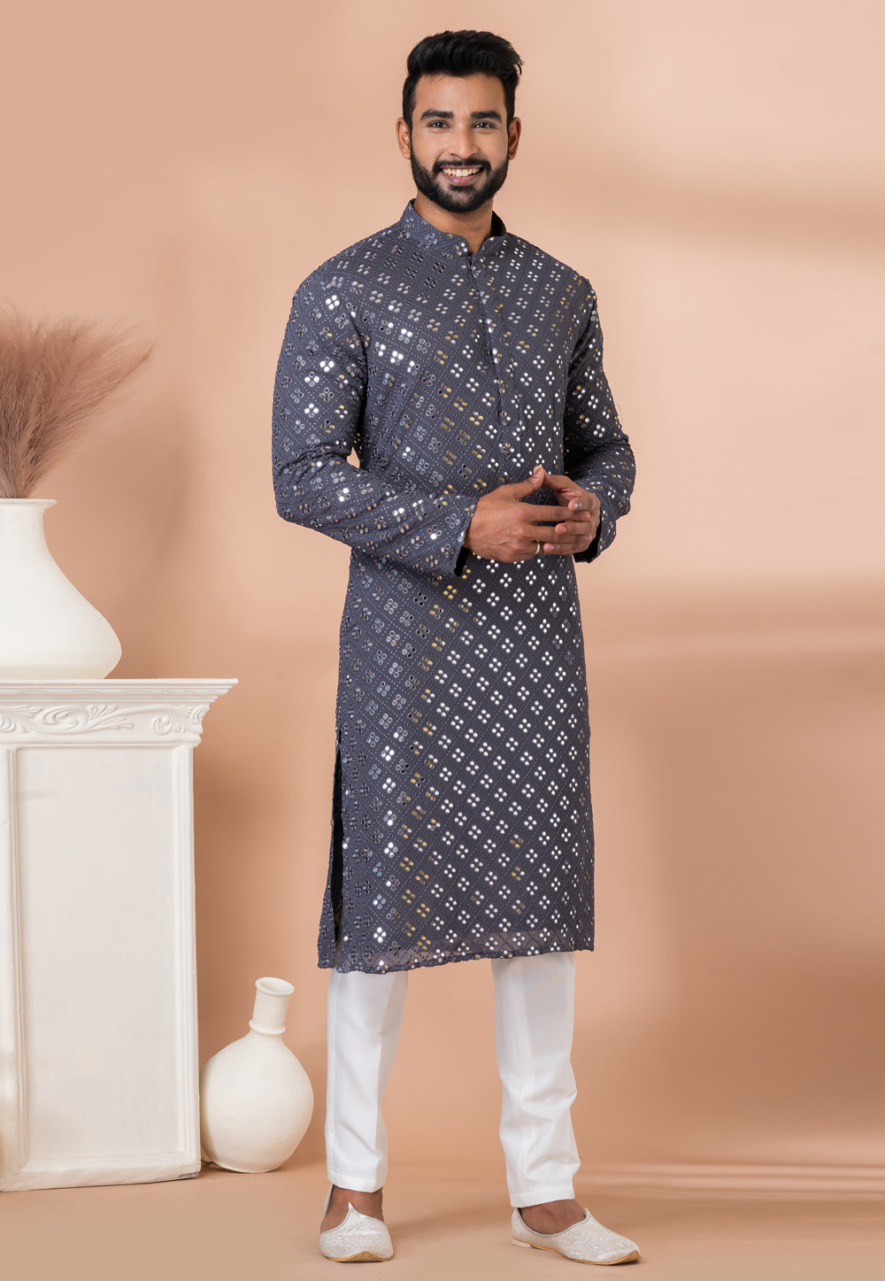 Grey Viscose Kurta Pajama 282535