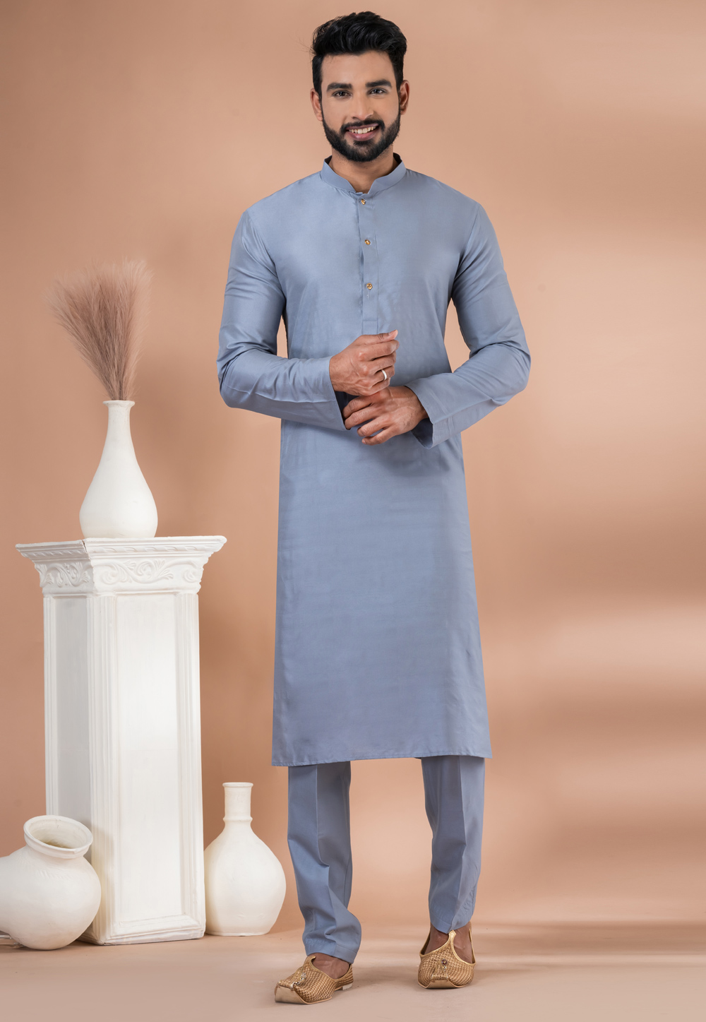 Grey Viscose Kurta Pajama 282538