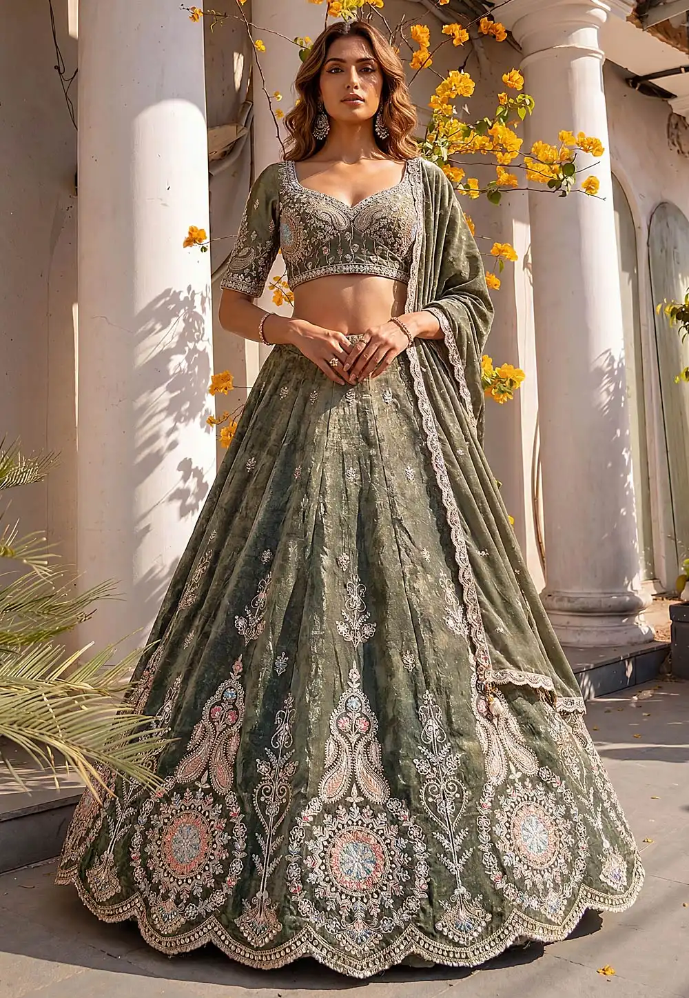 Grey Viscose Lehenga Choli 329256