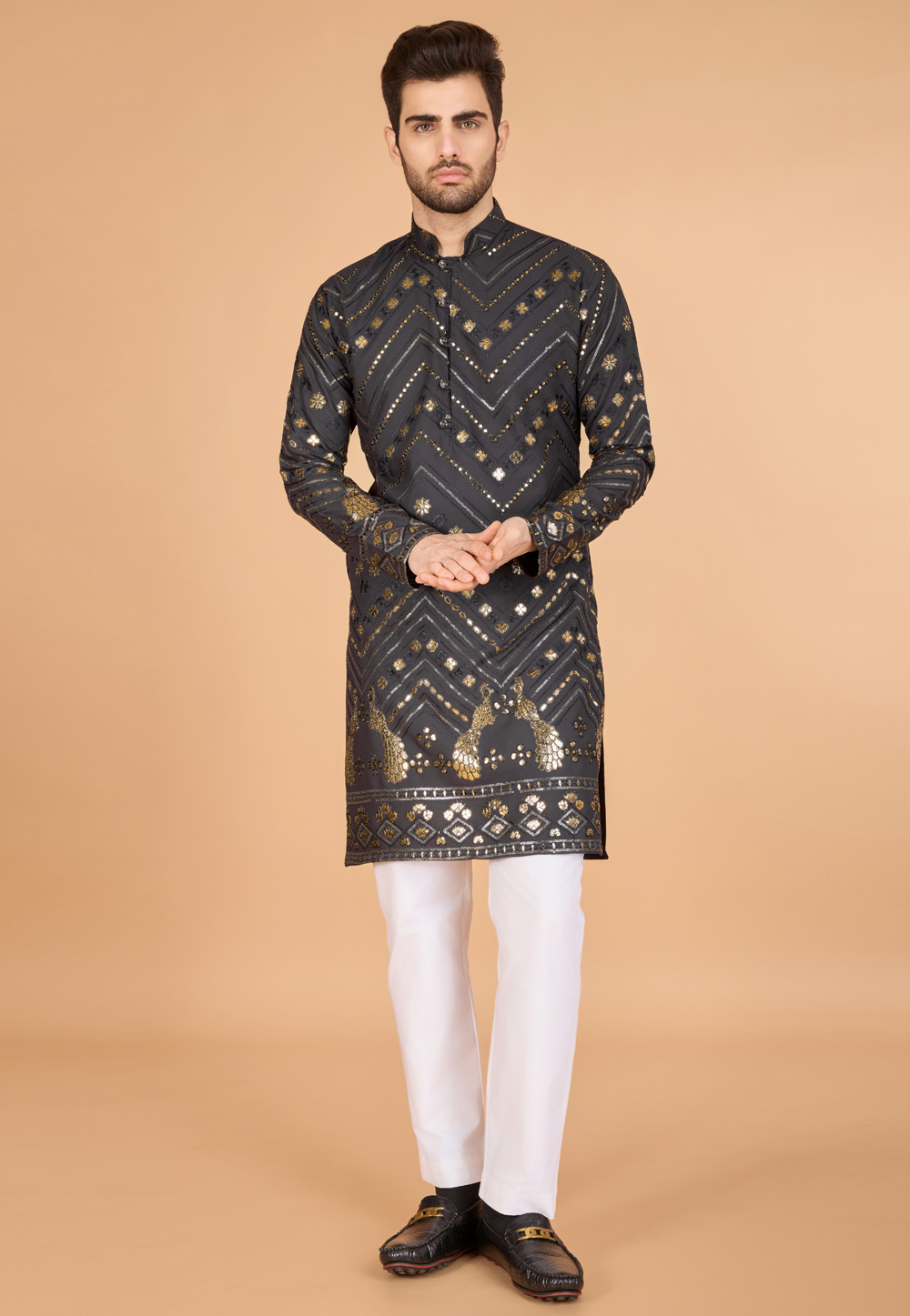 Grey Viscose Rayon Kurta Pajama 311550