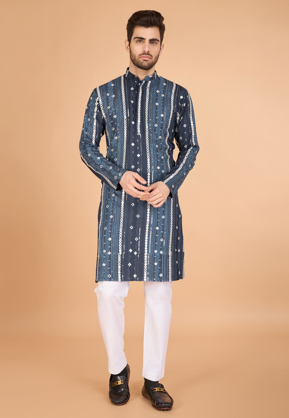Grey Viscose Rayon Kurta Pajama 311681