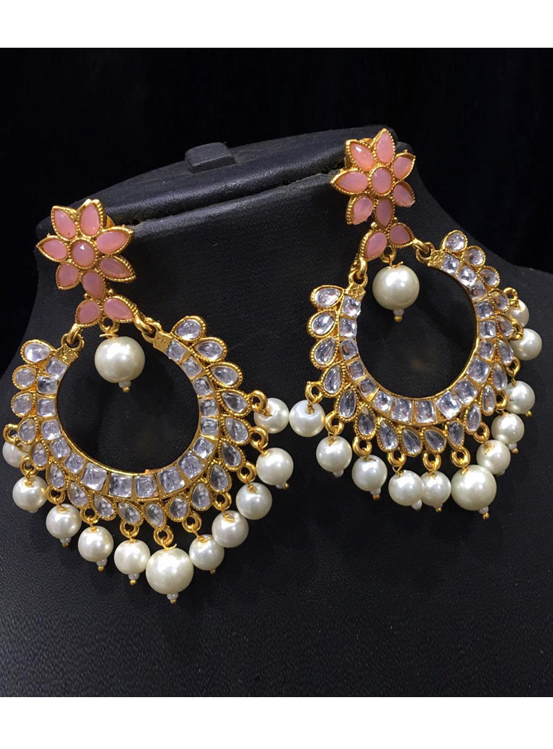 Pink Copper Polki Earrings 150676
