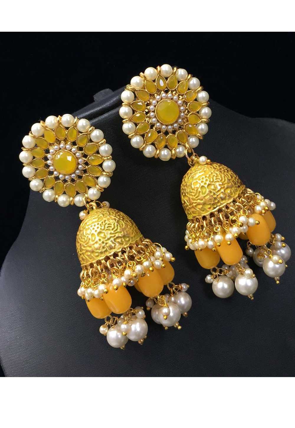 Yellow Copper Pearl Earrings 158716
