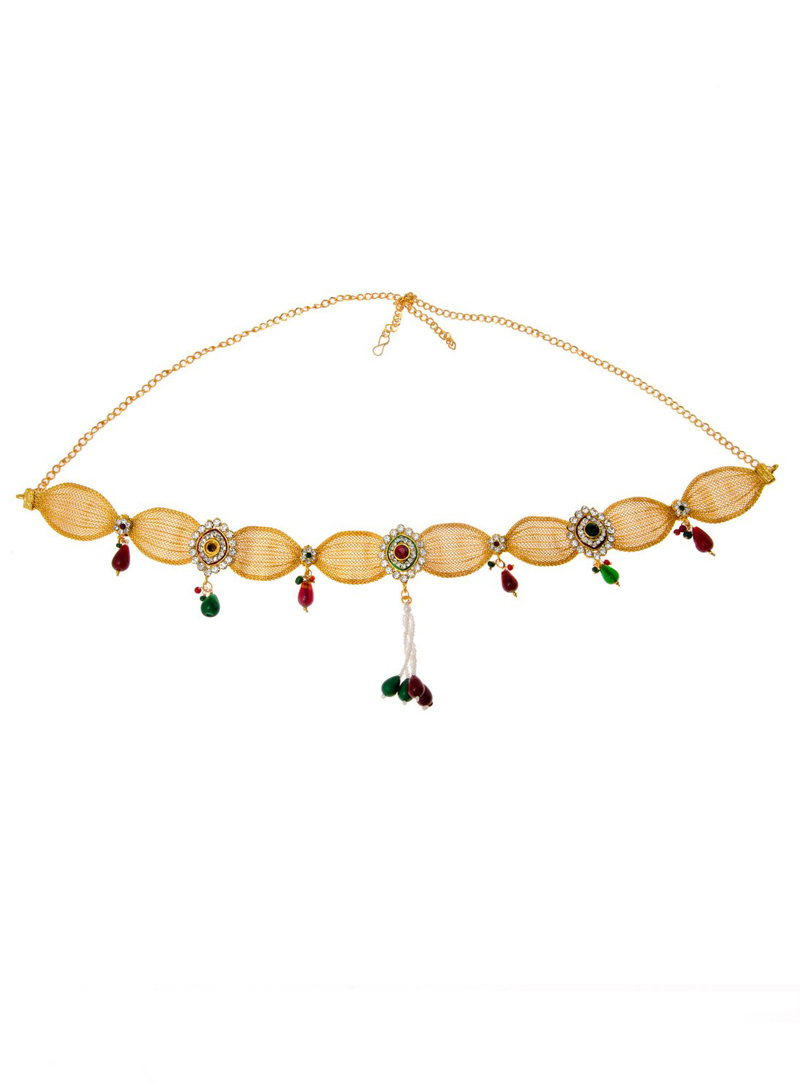 Green Copper Kundan Waist Chain 153231