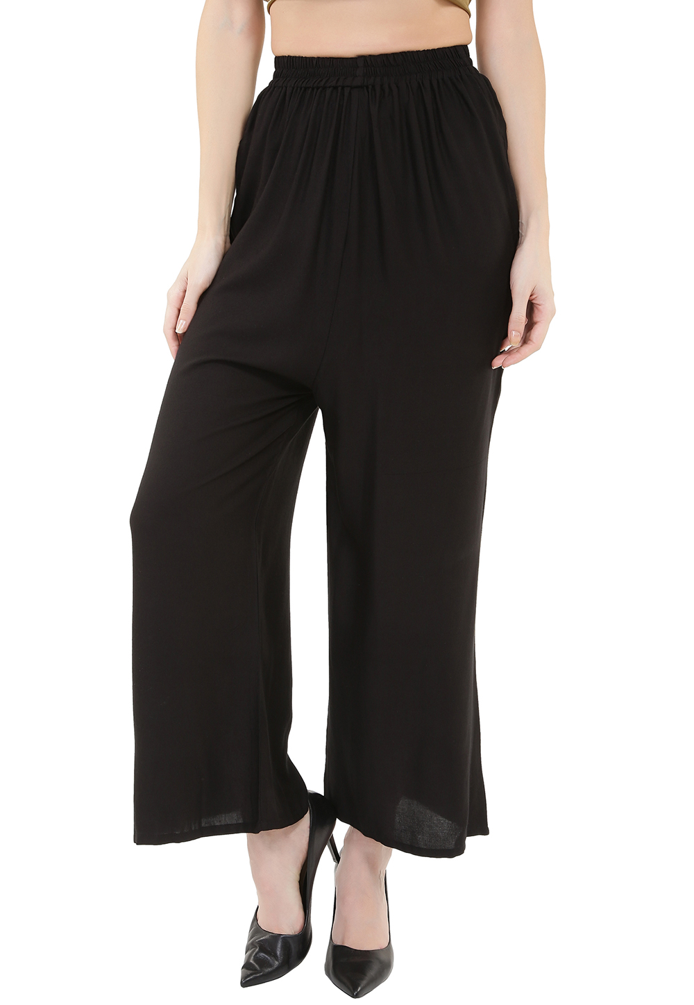 Black Rayon Readymade Palazzo Pant 180684