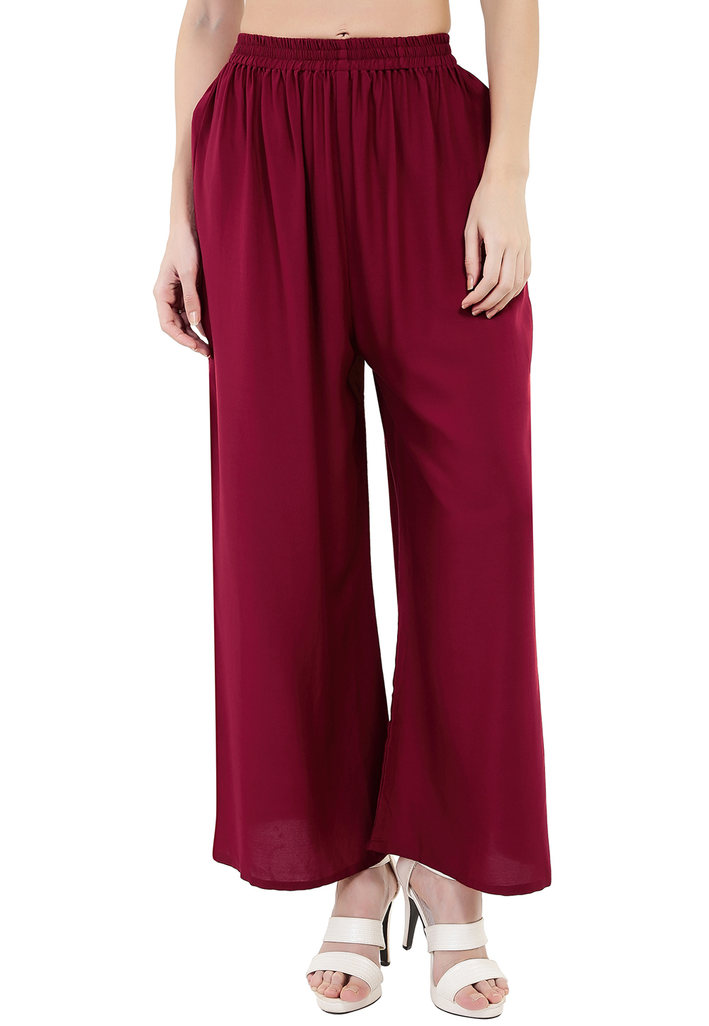Magenta Rayon Readymade Palazzo Pant 180686