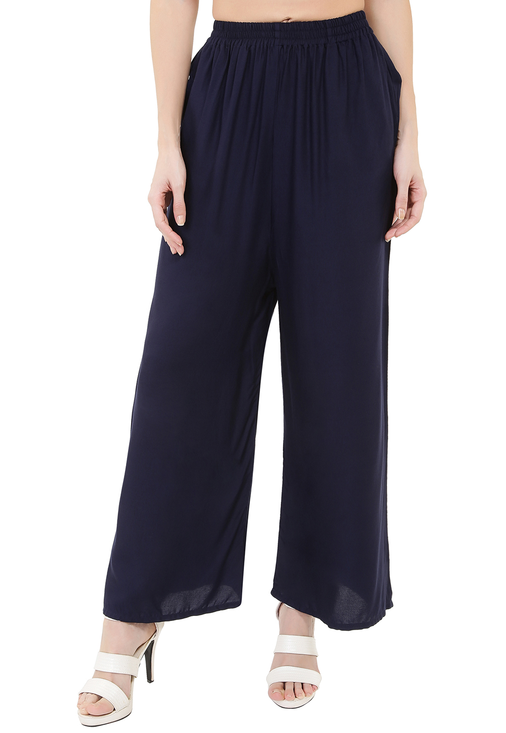 Navy Blue Rayon Readymade Palazzo Pant 180693