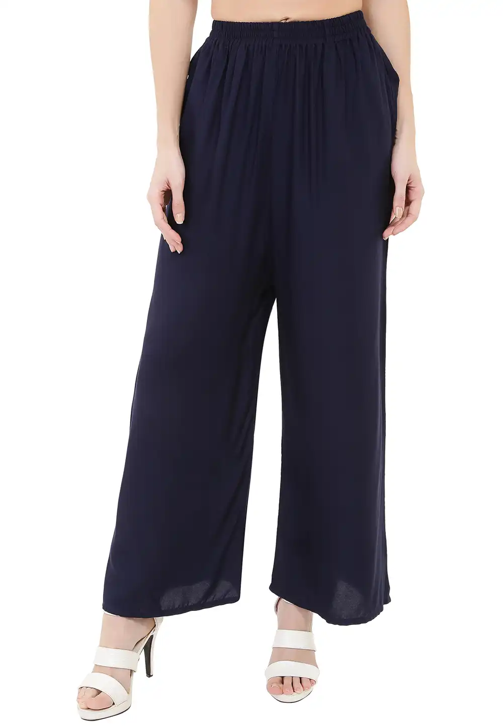 Navy Blue Rayon Readymade Palazzo Pant 180693