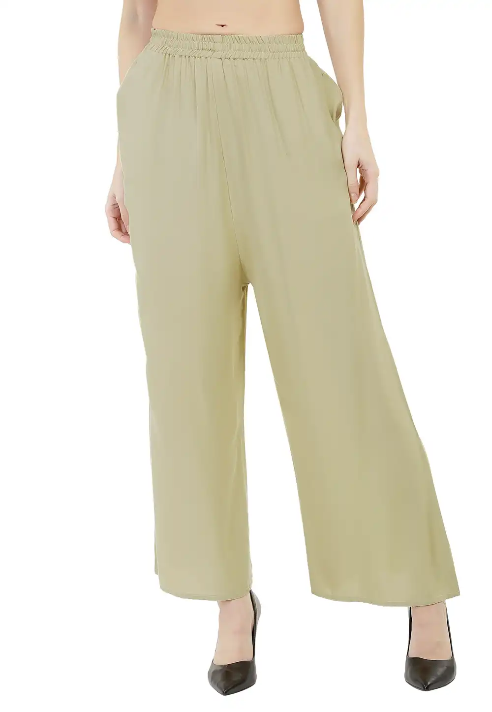 Cream Rayon Readymade Palazzo Pant 180695