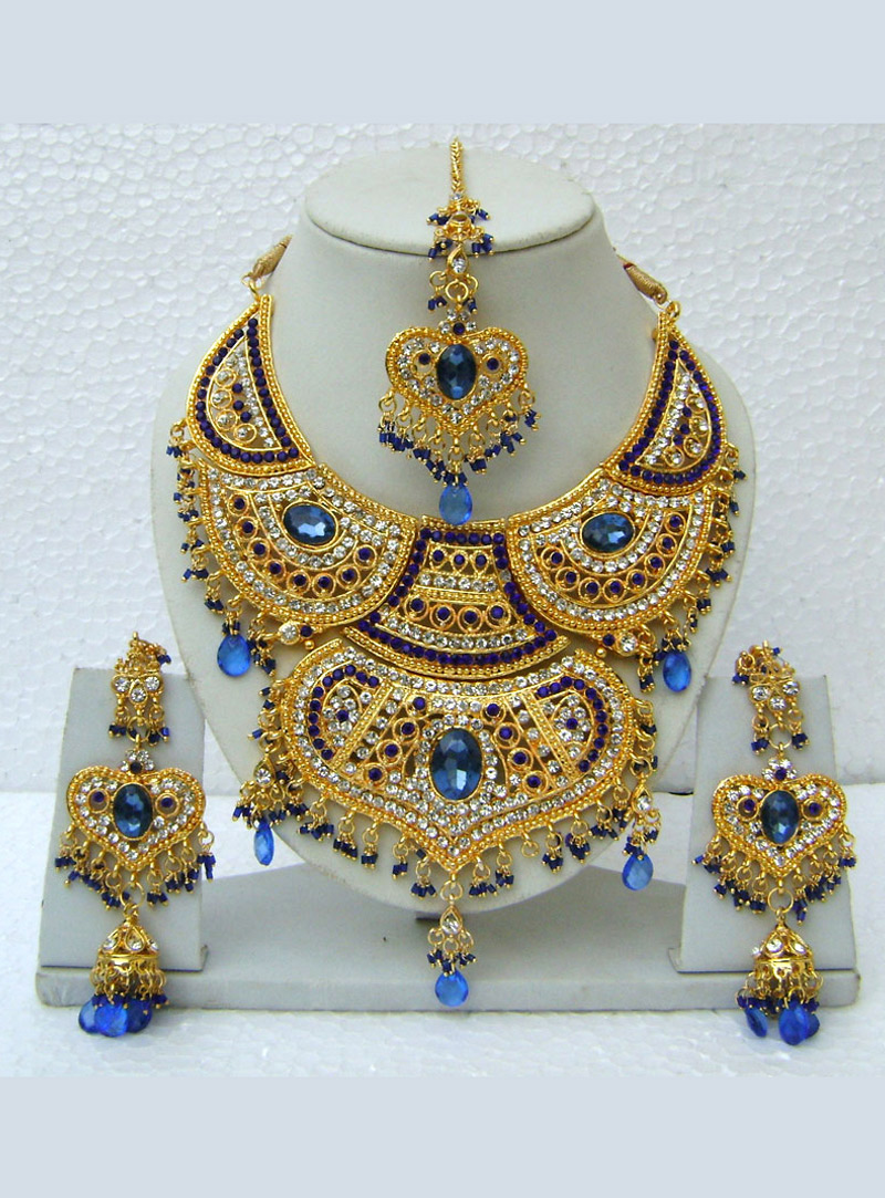 Blue Alloy Zircon Stone Bridal Set 116170