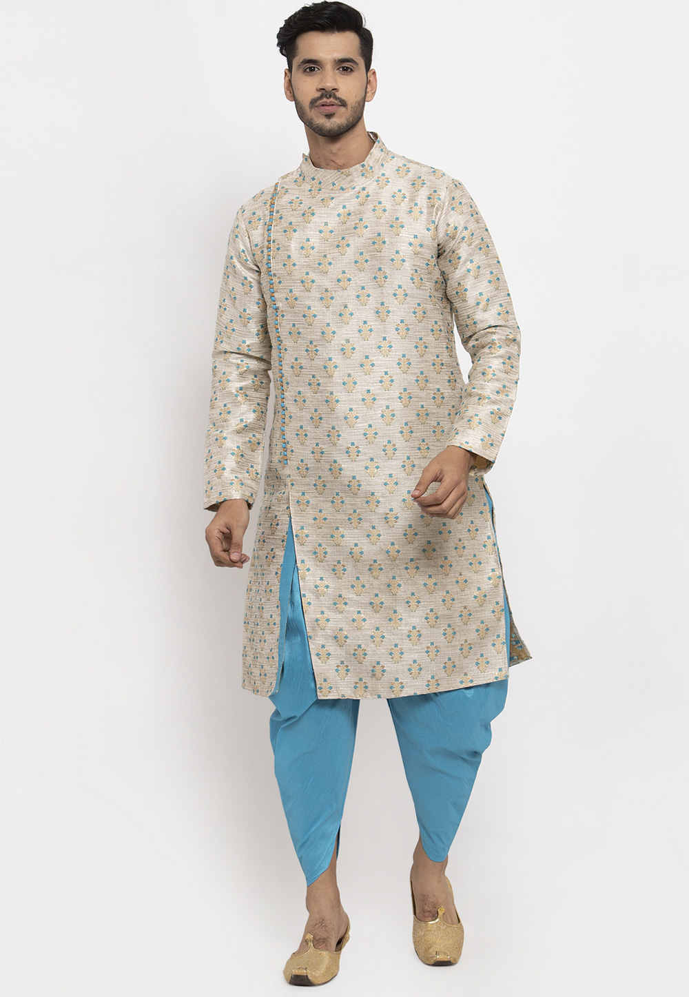 Beige Banarasi Readymade Indo Western Kurta 205766