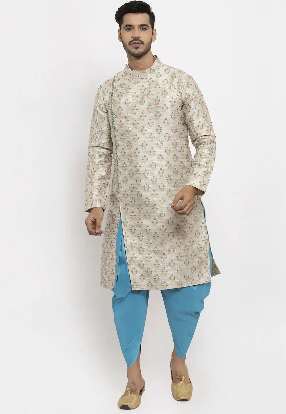 Beige Banarasi Readymade Indo Western Kurta 205766